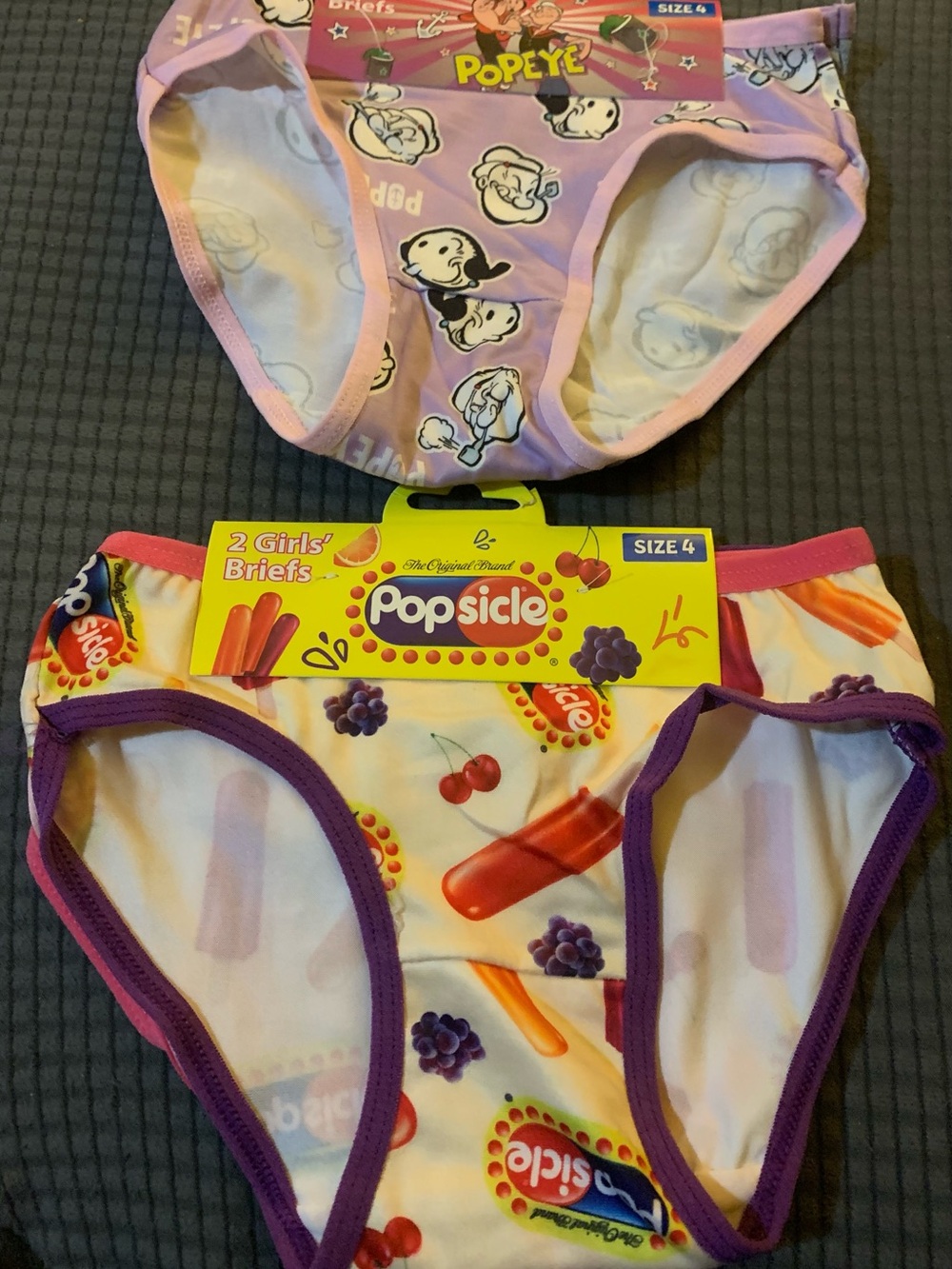 Girls Cartoon Graphic Underwear Bundle Popeye/Popsicle Size 4 New